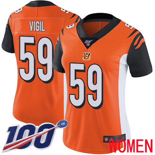 Cincinnati Bengals Limited Orange Women Nick Vigil Alternate Jersey NFL Footballl #59 100th Season Vapor Untouchable